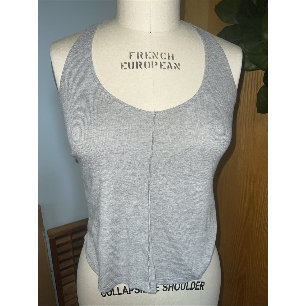 SUN & SHADOW Gray Ribbed Halter Neck Tank Top Women's‎ Size S